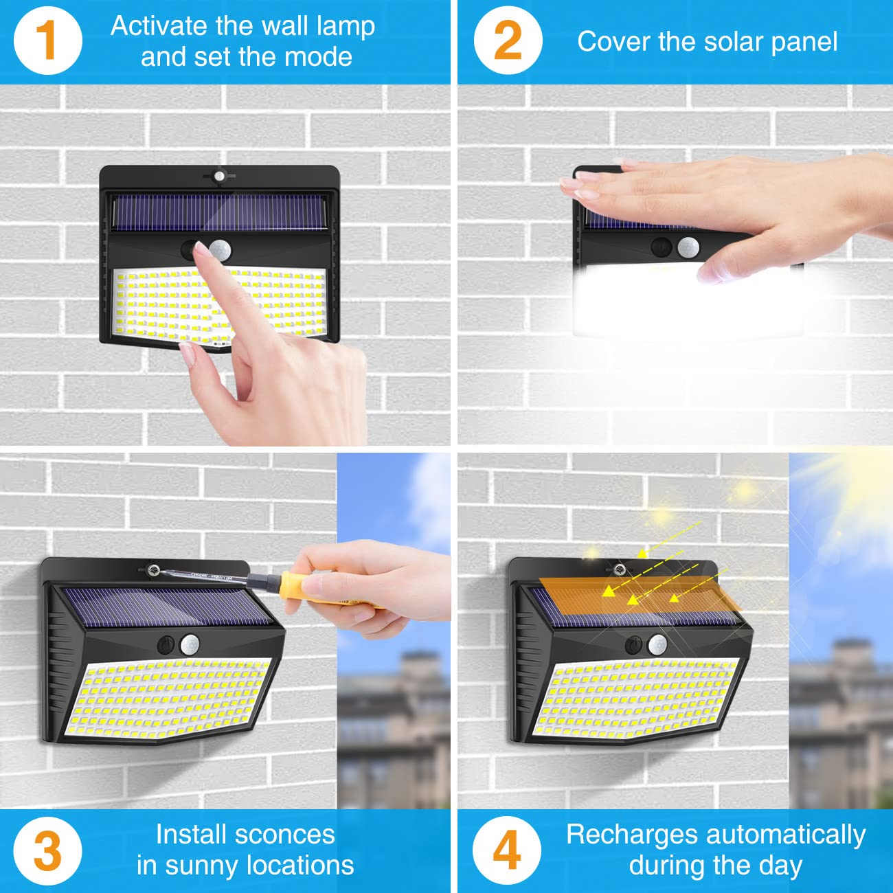 Peasur Solar Outdoor Lights - 138 LED Motion Sensor Security Lights, 3 Modes, 5 Pack, Black, Model B0BXXX5FWF