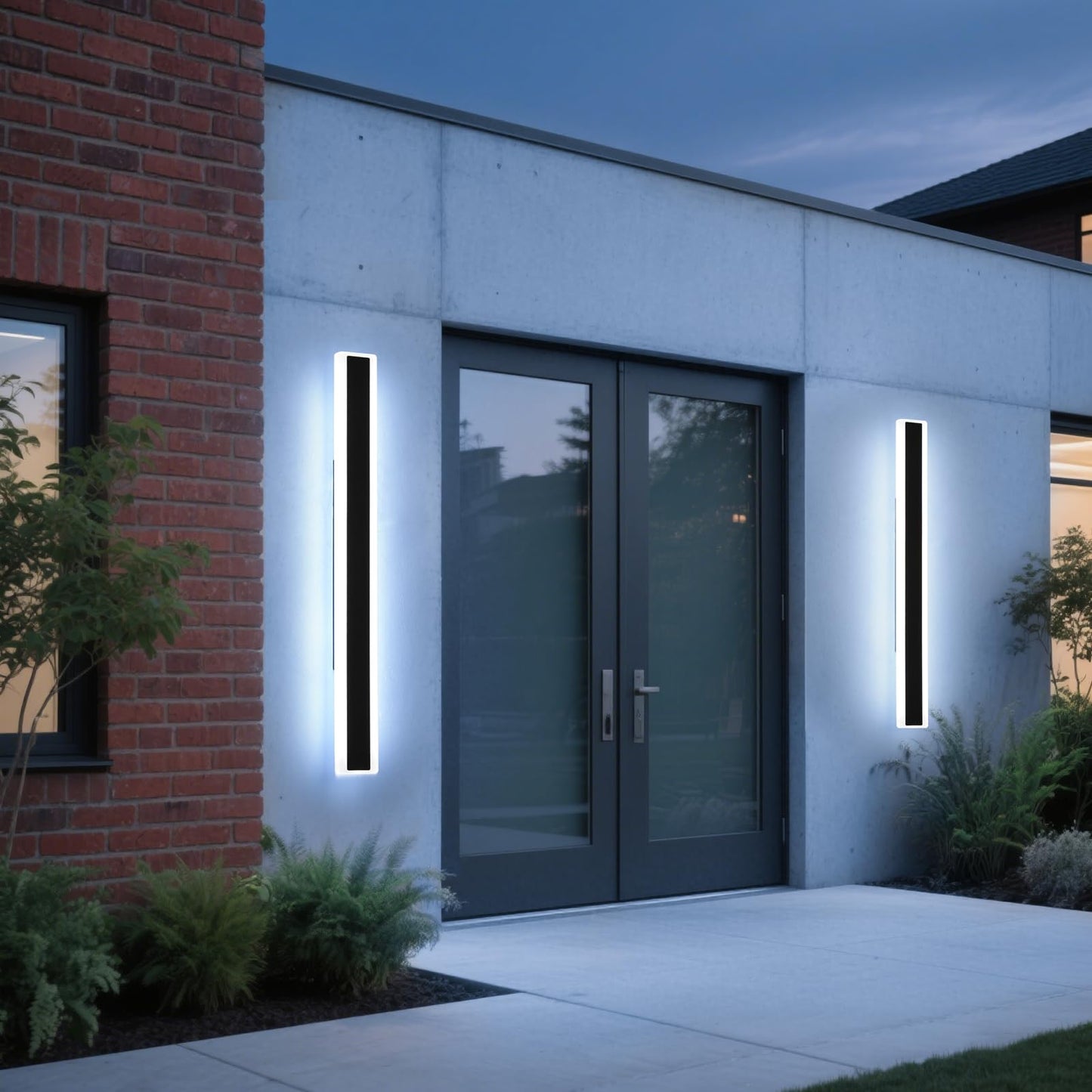 Mikeru 2Pack 47.2Inch Long Led Wall Light 6000K Cool White Modern Outdoor Wall Light Ip65 Waterproof Black Acrylic Porch Exterior Lighting Fixtures Exterior Wall Mount Lights