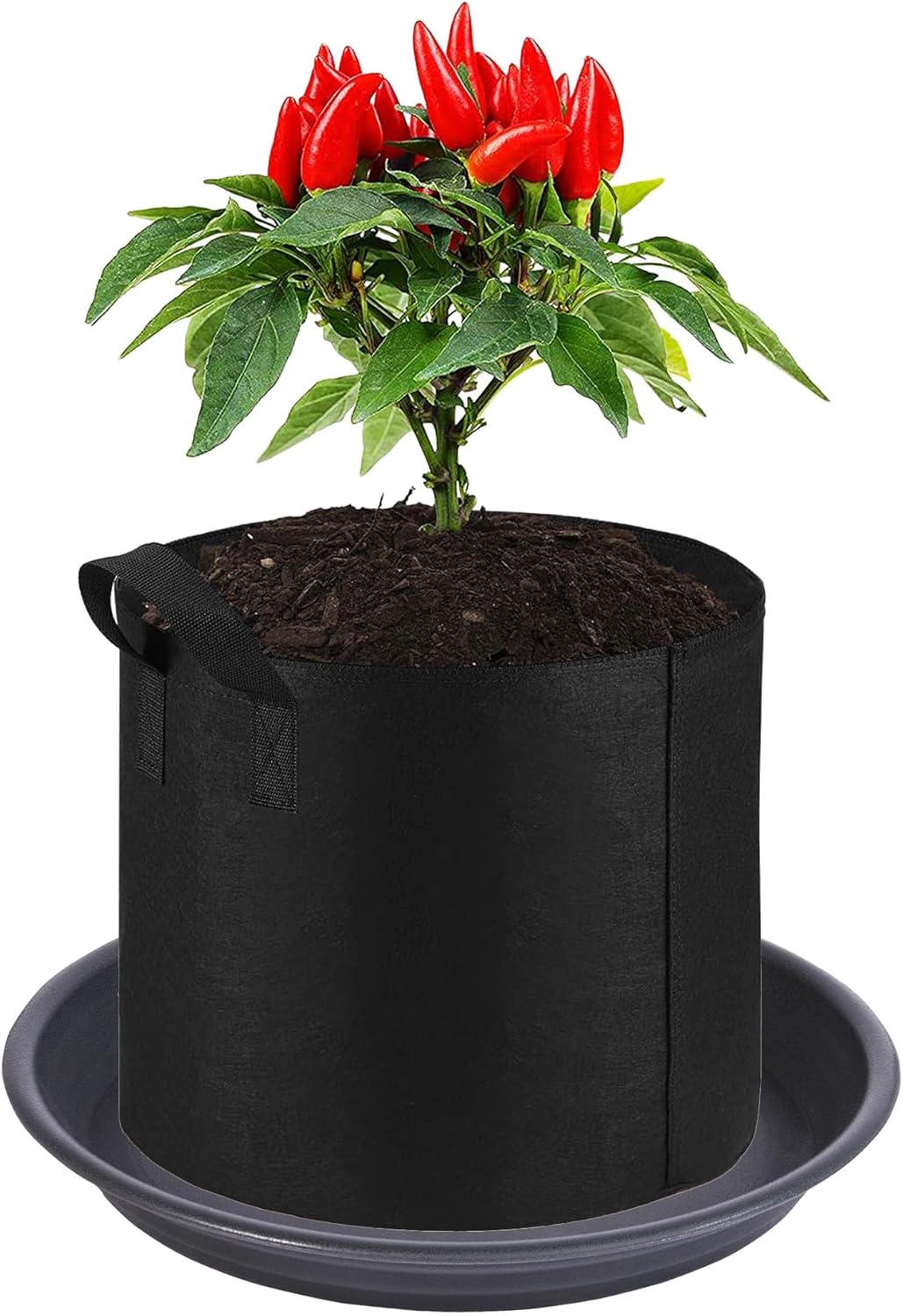 2 Pack Plant Saucer Drip Tray 11 12 inch, Pot Base for Plants Indoor, Plastic Flower Planter Saucers and Drip Trays for Outdoors, Heavy Durable Plant Plate Water Catcher (12", Dark Gray)