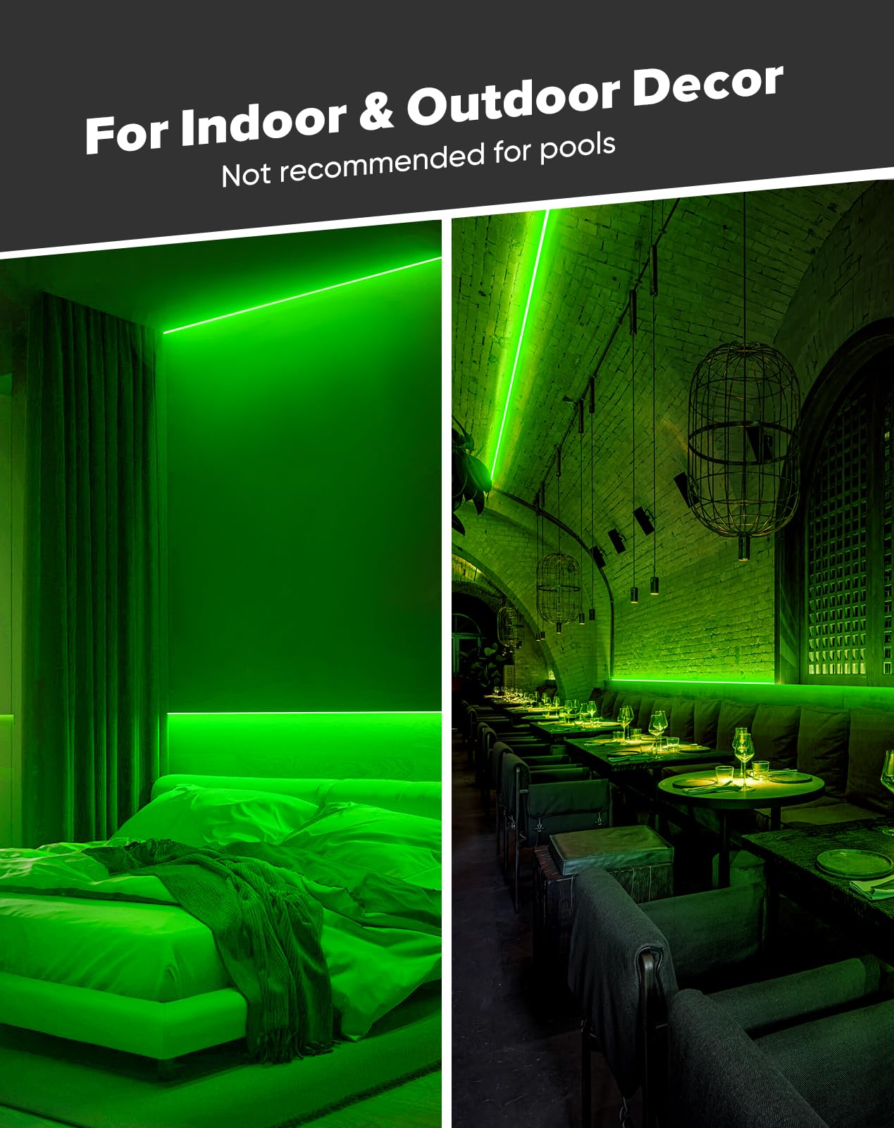 Shine Decor Cob Led Rope Light Ac 120V 800Lm Ultra Bright Ip65 Waterproof Cold-Resistant Etl Neon Strip No Driver Tape Lighting For Home Commercial 10X4.5Mm Green 16.4Ft