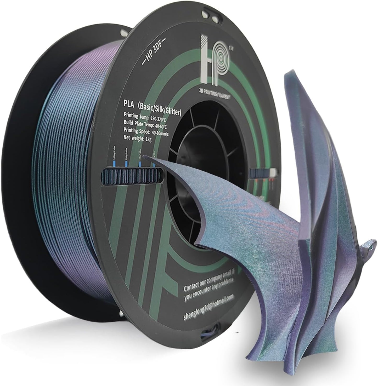 HP3DF 3D Printer Filament, Color Changeable PLA Filament 1.75mm, Changes Color with Light and Angle, Dimensional Accuracy+/-0.02