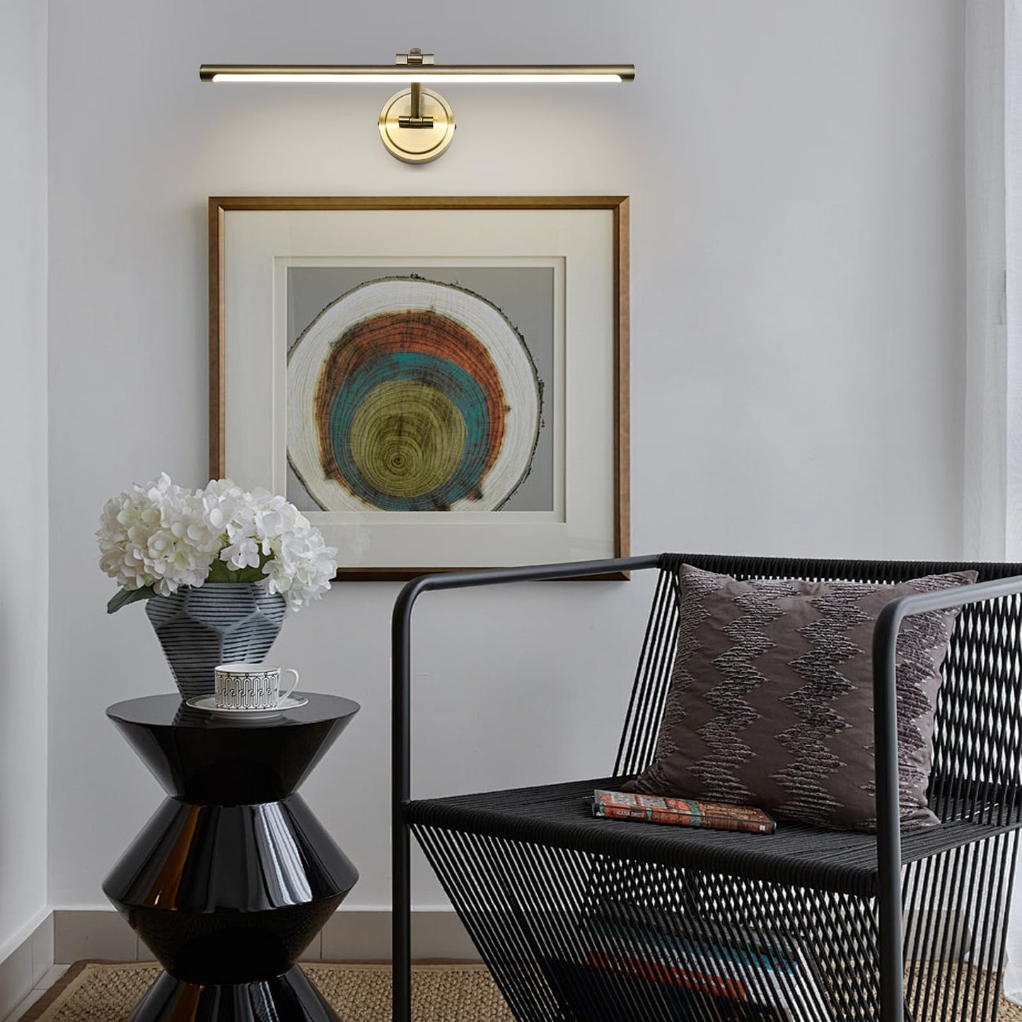 Hard-Wired Picture Lights 23.6 Inch Dimmable Led Wall Art Lighting Modern Gallery Light Poster Lights Adjustable Swing Arm Picture Frame Light For Display Art Work 14W 2700K Warm White Antique Bronze