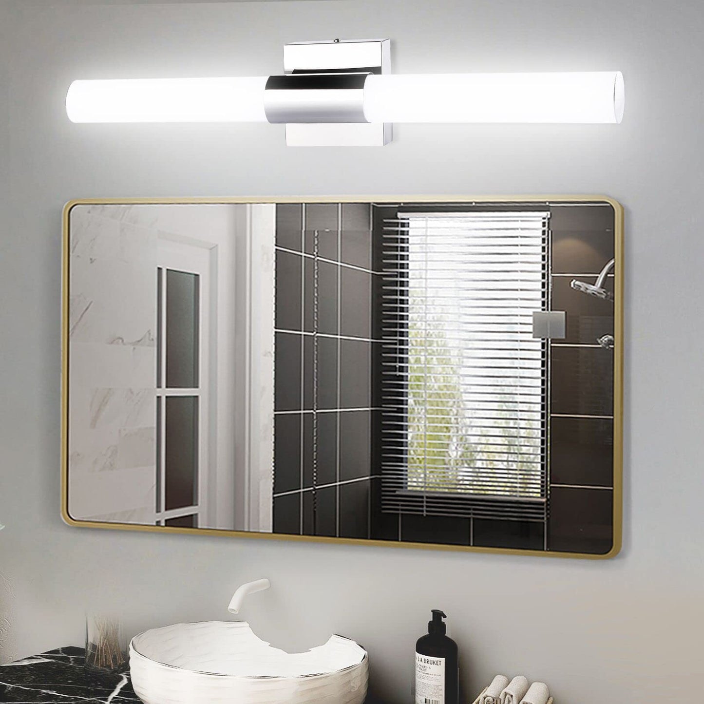 Trlife Led Bathroom Vanity Light 24In, Dimmable 12W Cool White, Stainless Steel, Model Vanityled-60Cm