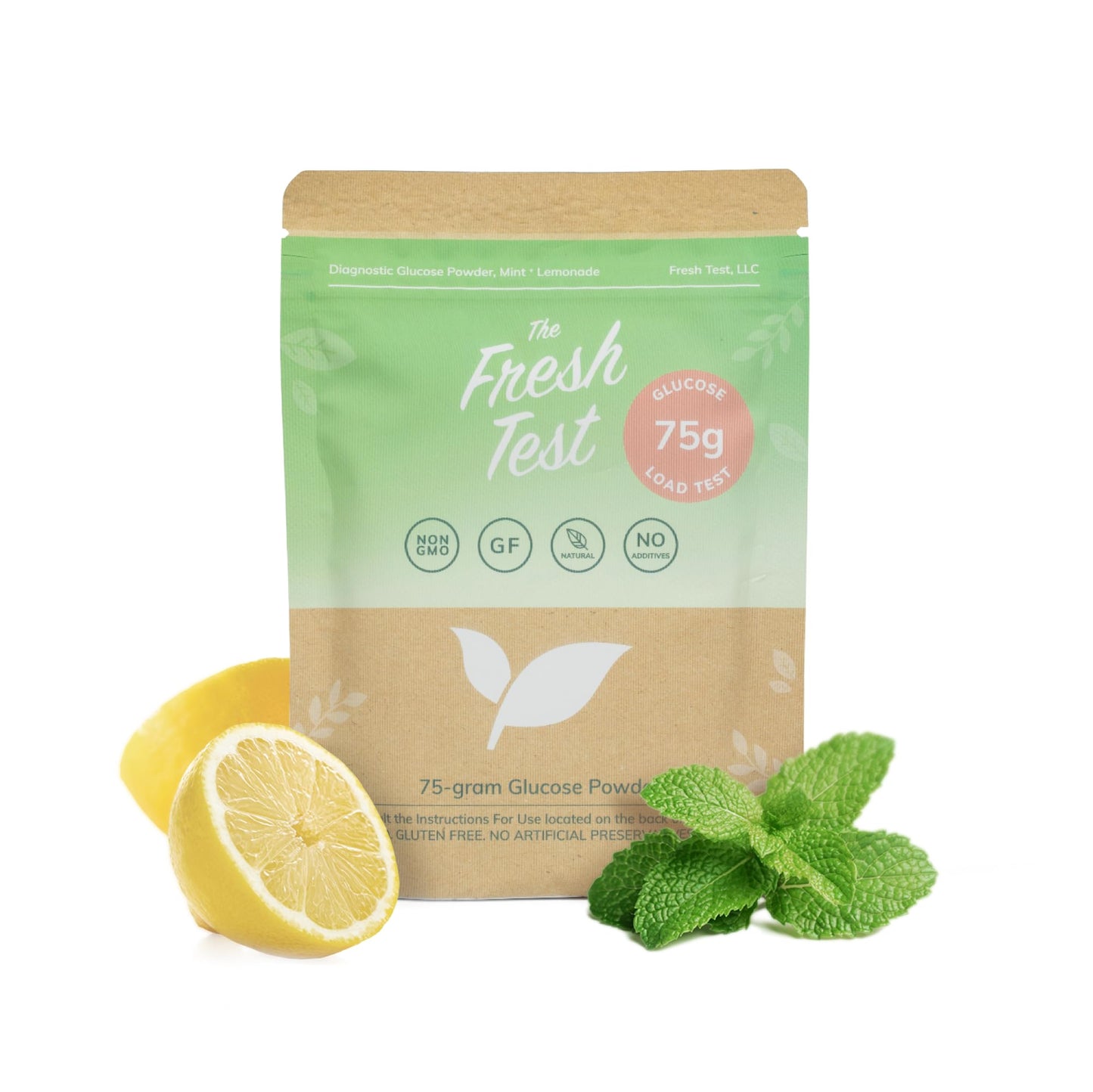 The Fresh Test 75-gram Powder Drink Mix | Additive-Free Non-GMO Organic Ingredients | Mint Lemonade