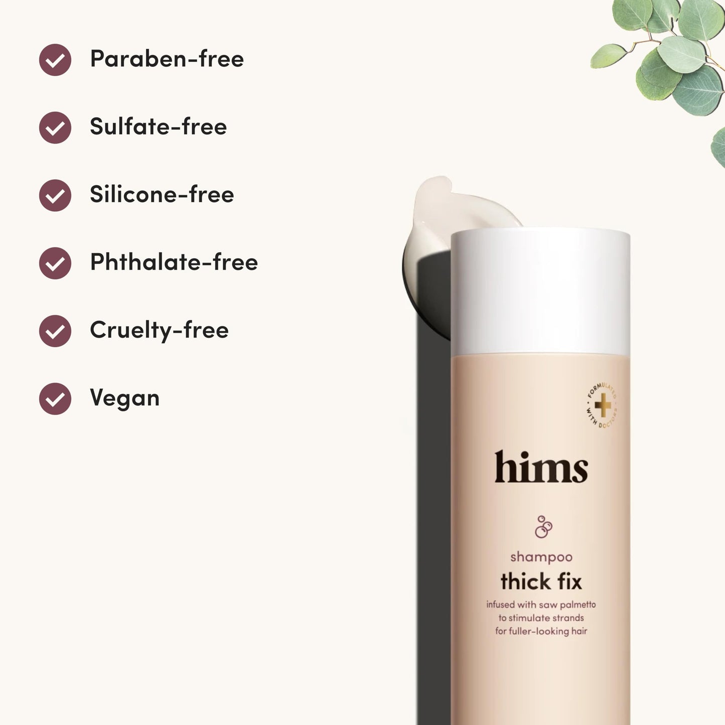 hims Thick Fix Shampoo for Men - Thickening Shampoo With Saw Palmetto and Niacinamide - No Parabens or Sulfates, Vegan and Cruel