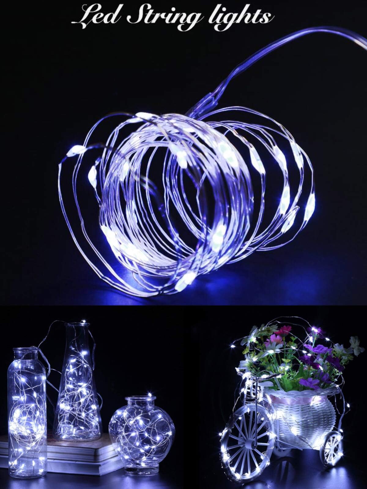 VOOKRY Wine Bottle Lights String - 15 Pack, 20 LEDs, Battery Operated, Cool White, Cork Light for Party, Wedding, Halloween, Christmas