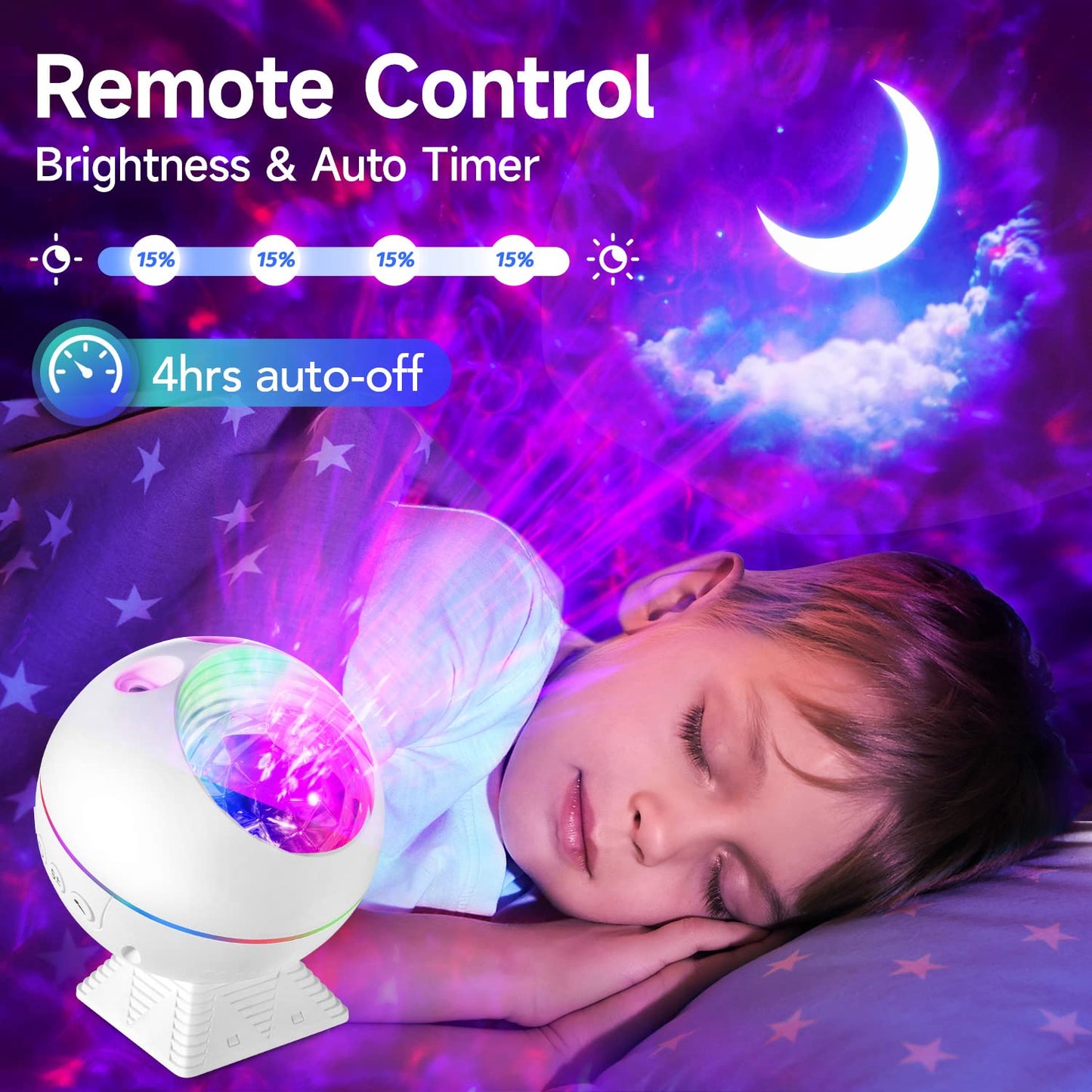 One Fire Galaxy Projector, 43 Lighting Modes, Remote Control, White, Model BL-XK04