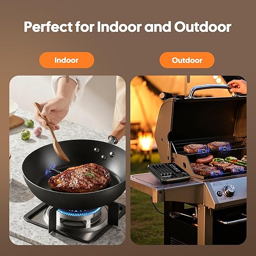 Wireless Meat Thermometer with 4 Probes, Meat Thermometer Digital with Smart App Control, 3-Mode Connectivity WiFi Food Thermometer for Grilling, Smoking, BBQ