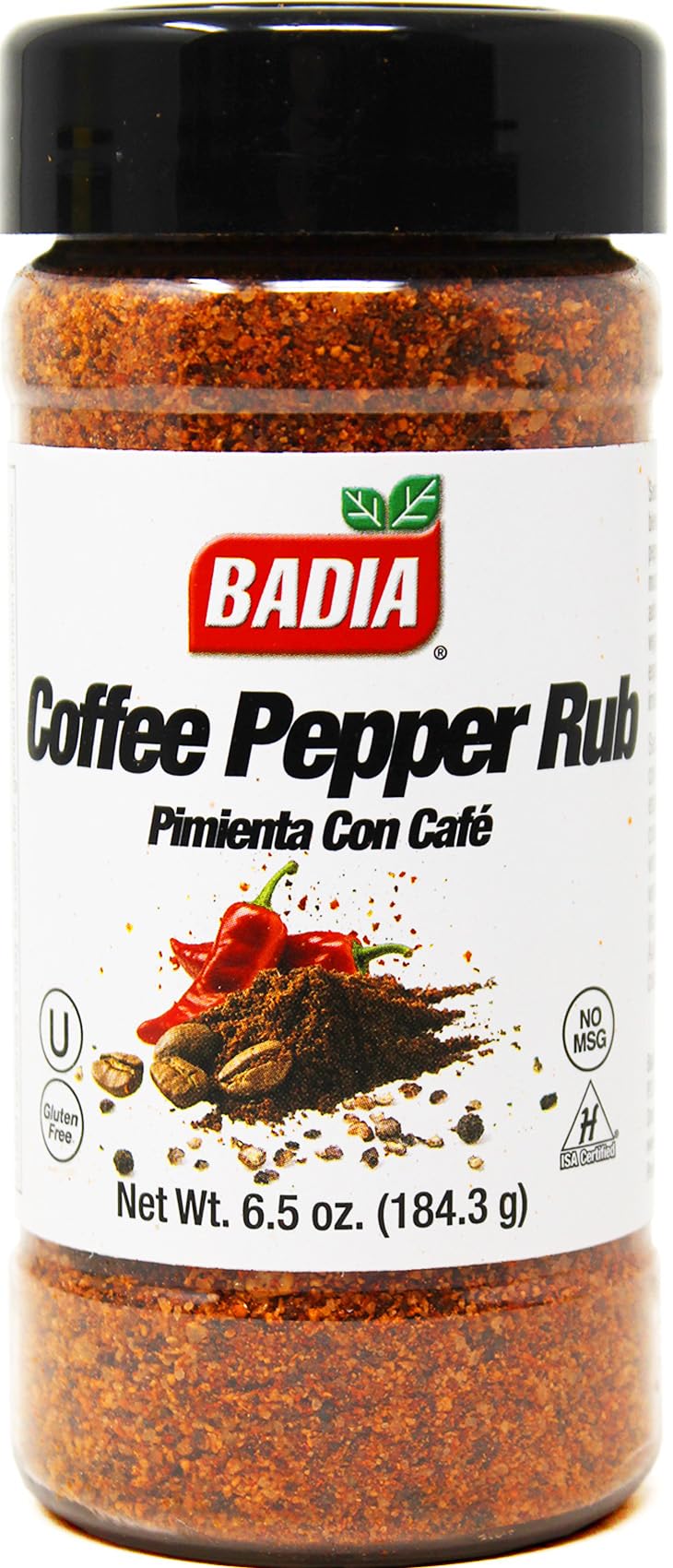 Badia Coffee Pepper Seasoning 6.5 oz - Chili Pepper Coffee Garlic Brown Sugar Blend for Smoky Sweet Rub Gluten Free No Msg