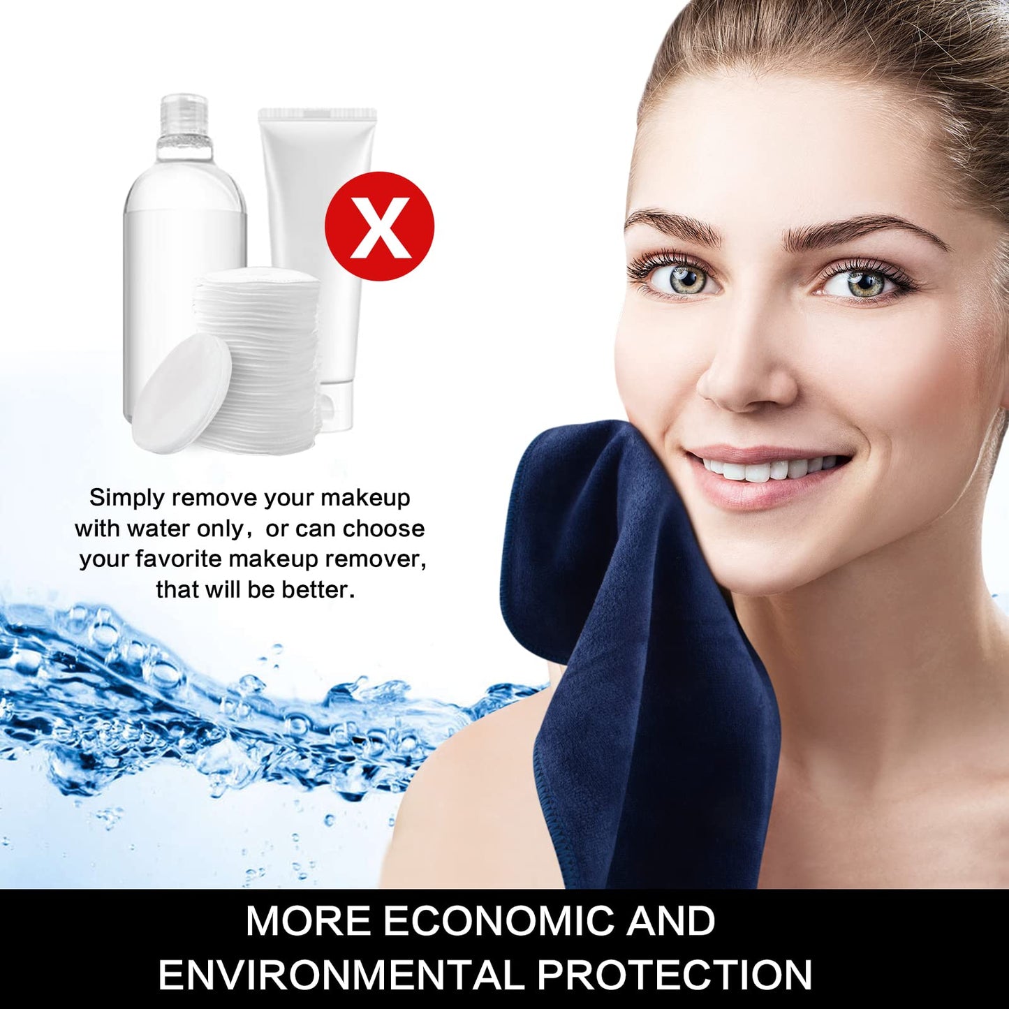 SINLAND Microfiber Facial Cloths Fast Drying Washcloth 12inch x 12inch (6pack, Navy Blue)