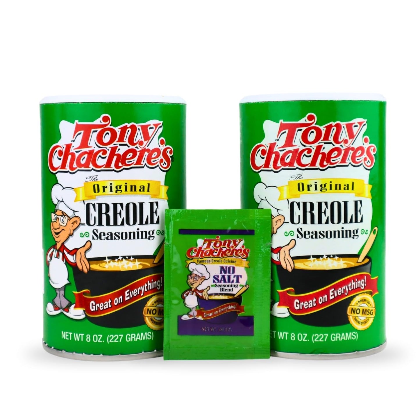 Tony Chacheres Creole and Cajun Seasoning Canisters (2 Pack + Packet) (2 Pack Original)