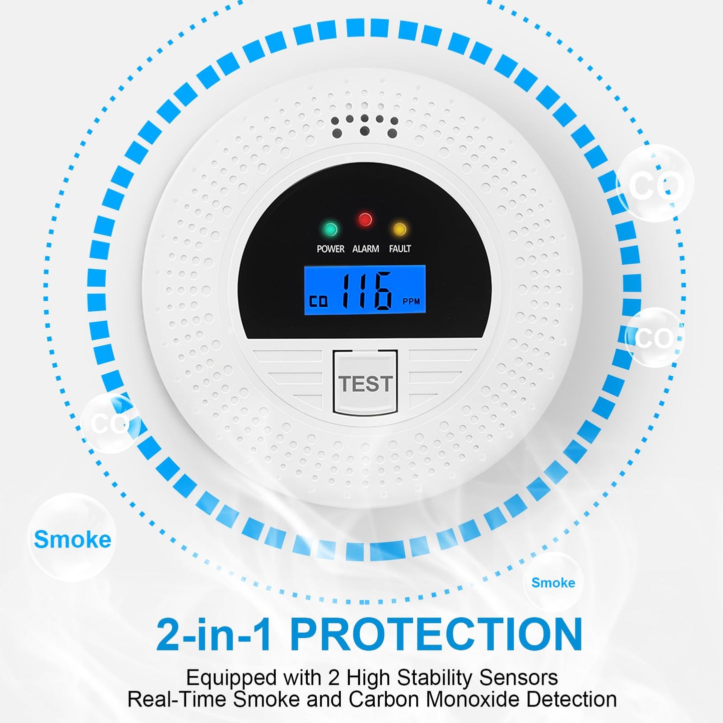 6-Pack Interconnected Smoke and Carbon Monoxide Detector, Battery Operated, Silence/Test Button, Smoke & CO Alarm for Any Room