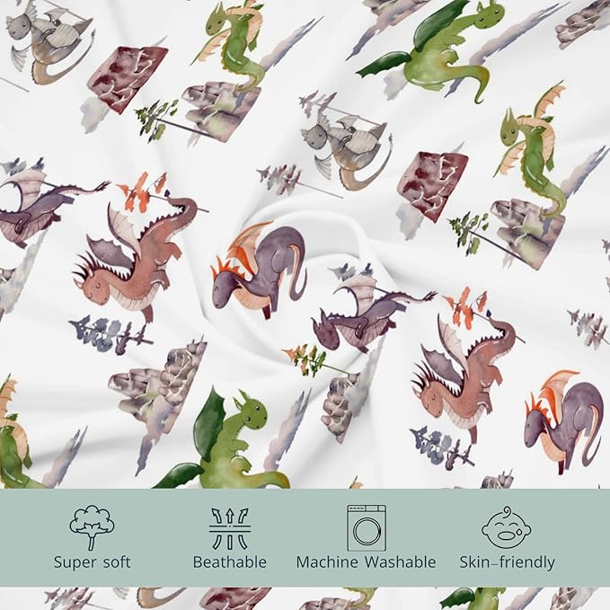 HawSkgFub Watercolor Dragons Fairy Tale Changing Pad Cover for Baby Girls, Animal Mountain Dragon Lover Diaper Change Table Covers, Soft Stretchy Safe Snug Fitted Changing Mat Sheets Fit 32"/34" x 16"