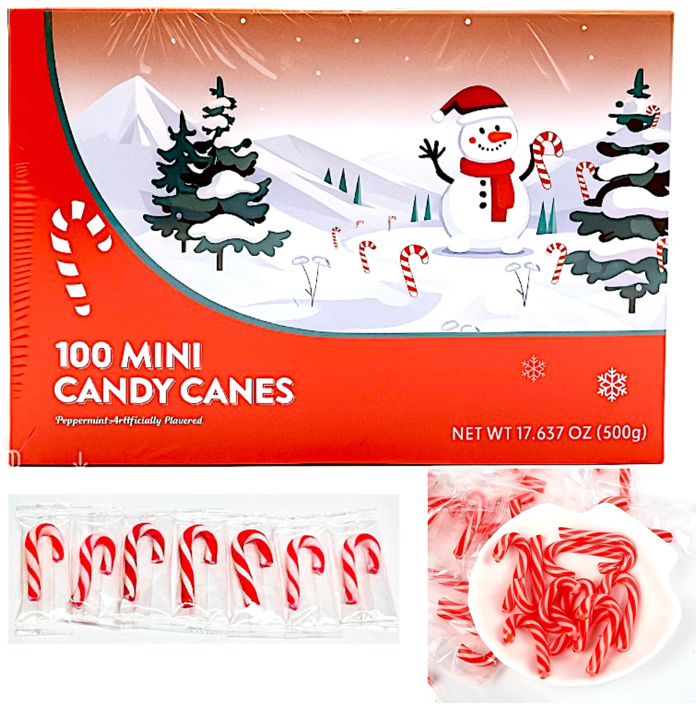 Mini Candy Canes Red & White -Mini CANDY CANE - Holiday Candy Cane for Christmas Santa Parade ThanksGiving (100)