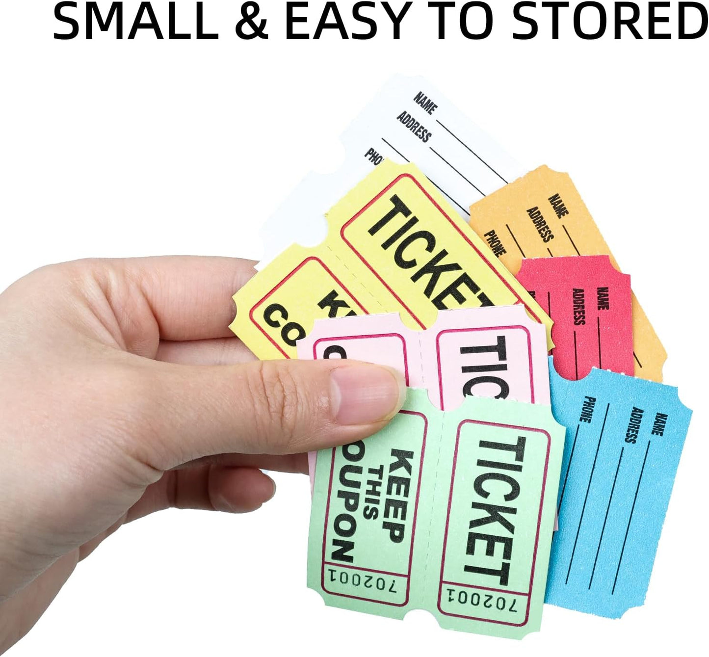 Raffle Tickets Roll - 2000 Tickets Double Roll for Fundraisers, Carnivals, Events - Durable Stub Design, Easy Tear & Organize(Yellow)
