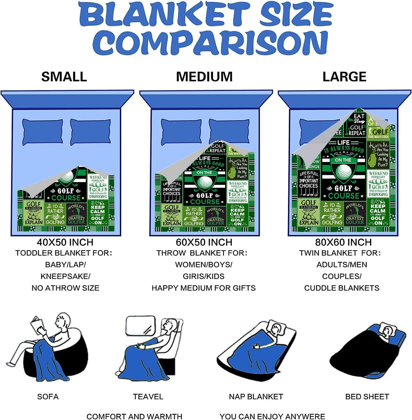 Unique Golf Blanket for Men,Golf Accessories for Men,Funny Golfer Throw Blanket Cool Golfing Gifts Idea for Golfers Men Women Adults Boys 60"X50"