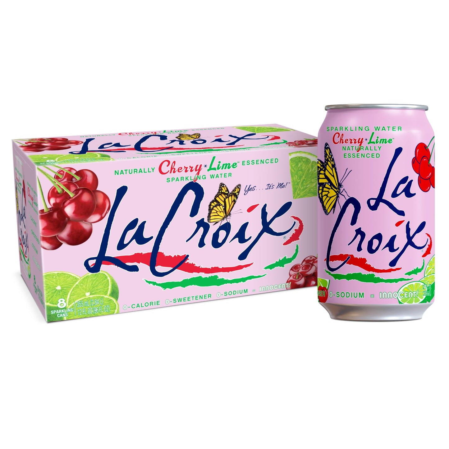 La Croix Sparkling Water Cherry Lime 8-Pack Zero Sugar Zero Calories Zero Sodium