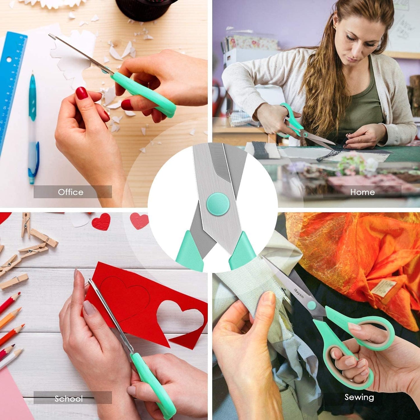 8 '' Multipurpose Heavy Duty Scissors Bulk 24-Pack, 2.5mm Thickness Ultra Sharp Blade Shears with Comfort-Grip Handles for Household School Office Supplies, Right/Left Hand Tools