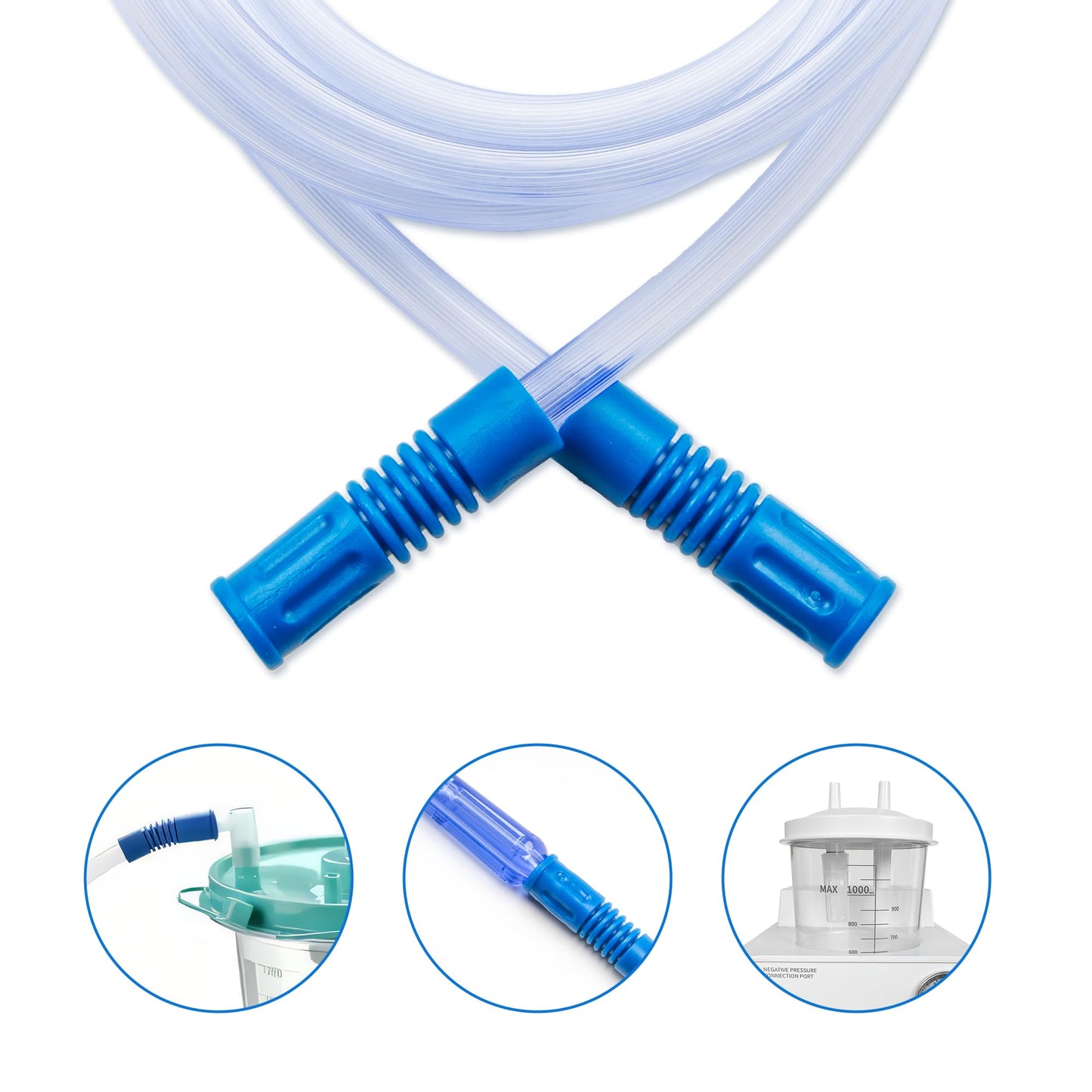 2 Pcs Extended Suction Connection Tube, 6.5 Feet - Flexible & Durable, Compatible with Various Devices