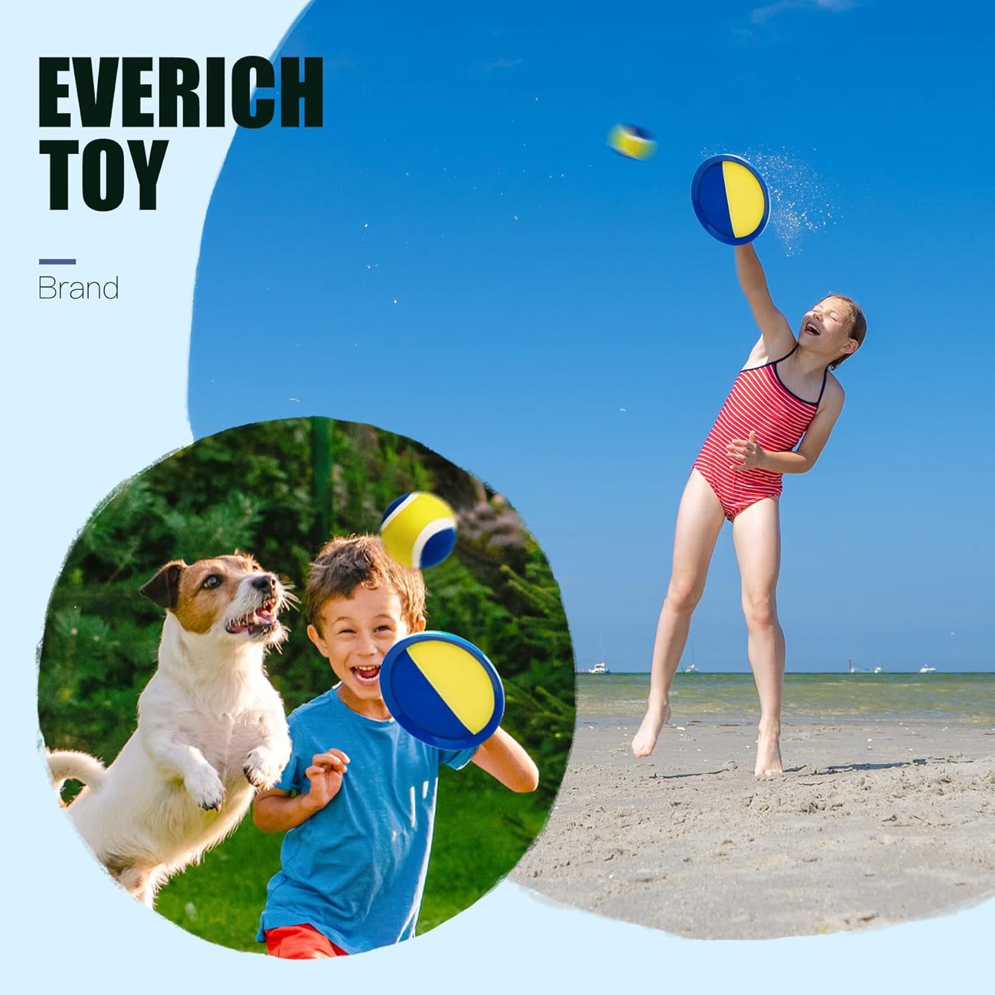 EVERICH Upgraded Toss and Catch Ball Game Set, Outdoor Games for Kids Toys, Stocking Stuffers for Family Games, Beach Pool Yard Outside Toys for Boys Girls 3 4 5 6 7 8-12 Years Old