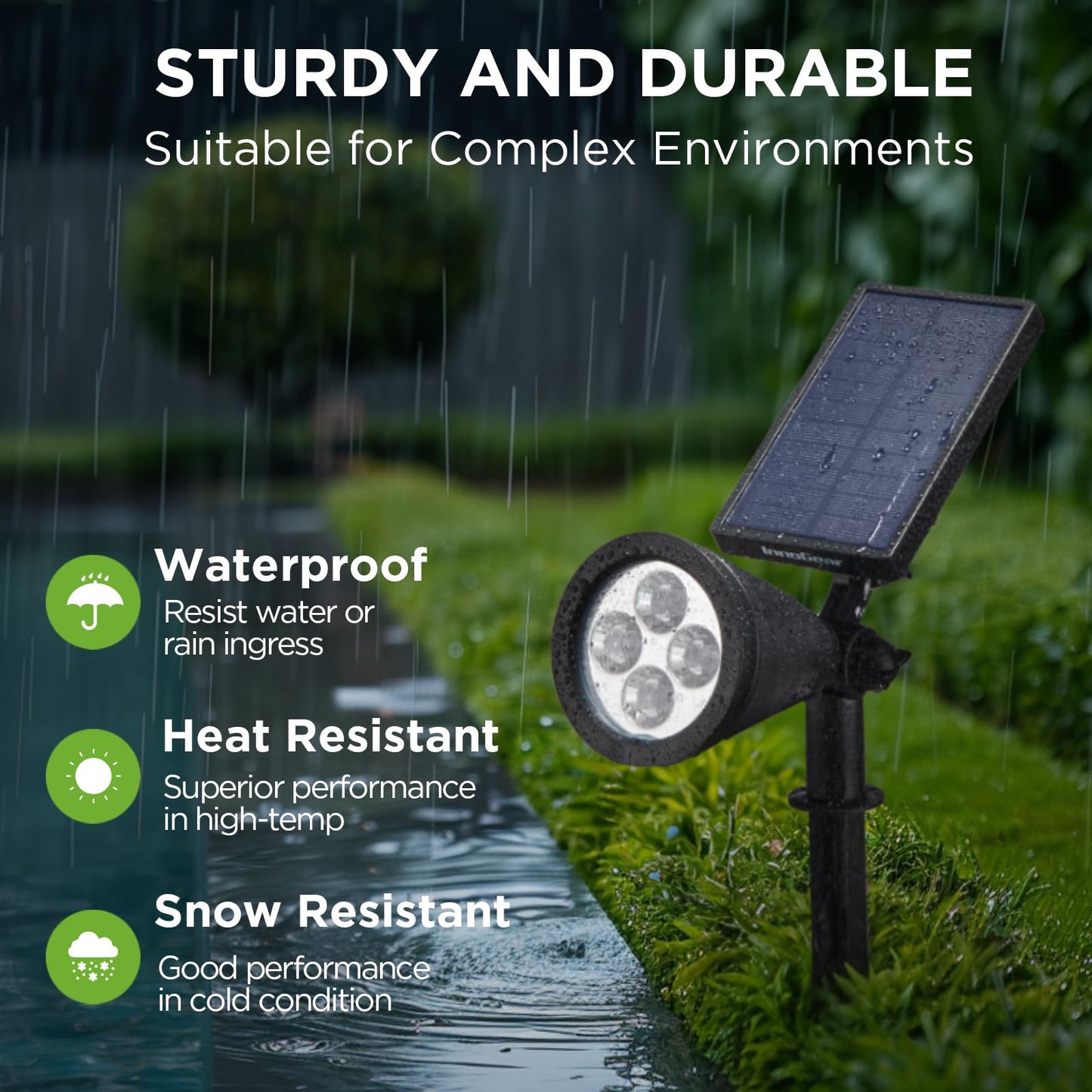 InnoGear Solar Garden Lights, Waterproof Spotlights, Auto On/Off, Pack of 6, Warm White, Model SL406W, High-Impact ABS Plastic