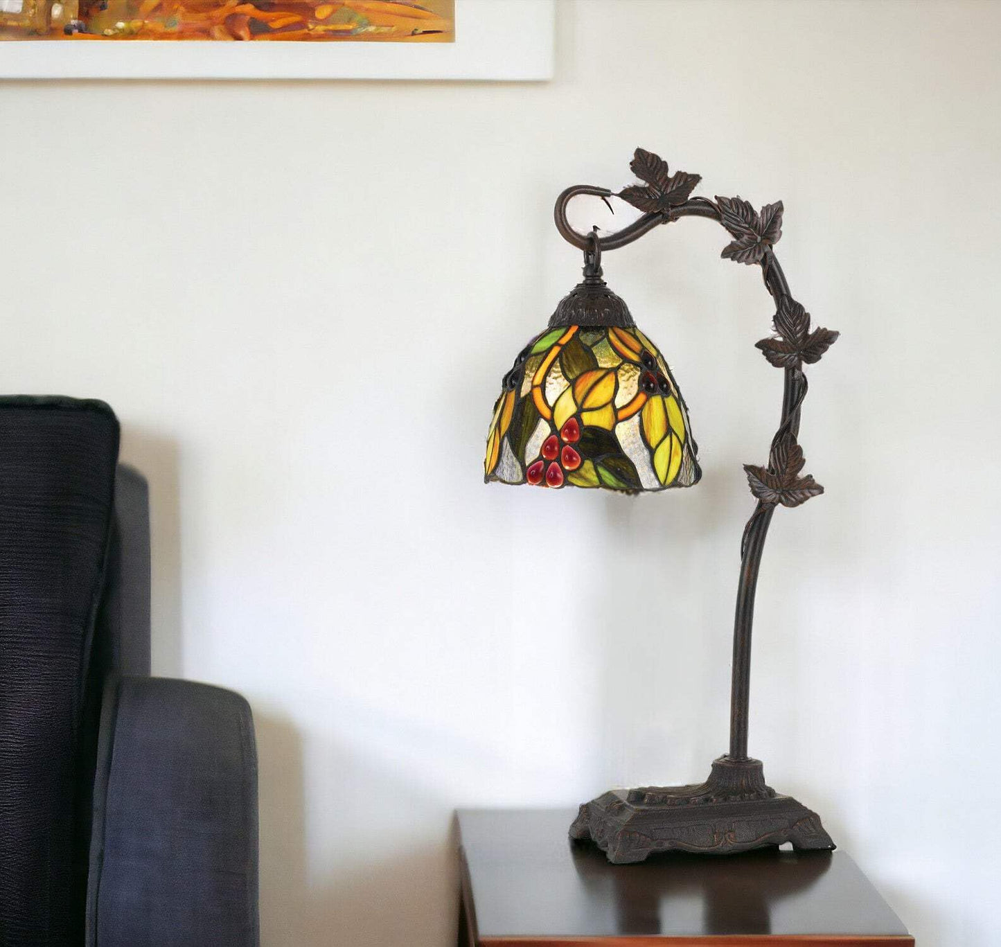 Homeroots 24 In. Bronze Metal Table Lamp With Green Dome Shade, Model 524697