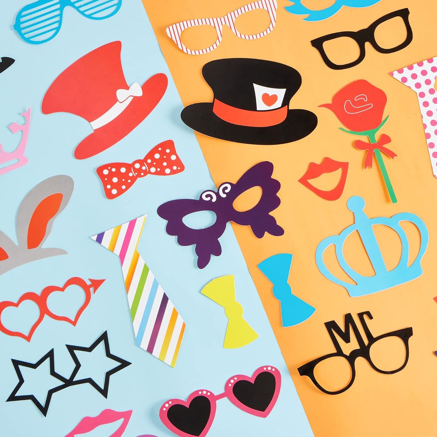 Joyin Toy Photo Booth Props 66 Pieces,Multicolor Kit for Graduation Wedding Party Supplies Favors,with Stick, Hats, Glasses, Mouth, Bowler, Bowties