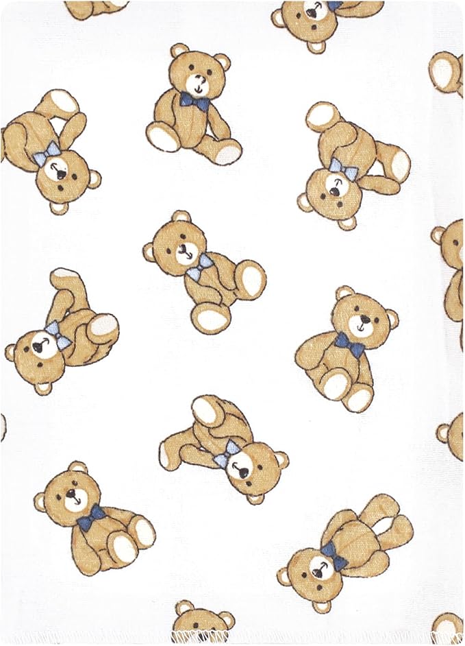 Luvable Friends Hudson Baby Flannel Burp Cloths 12pk, Dapper Bear