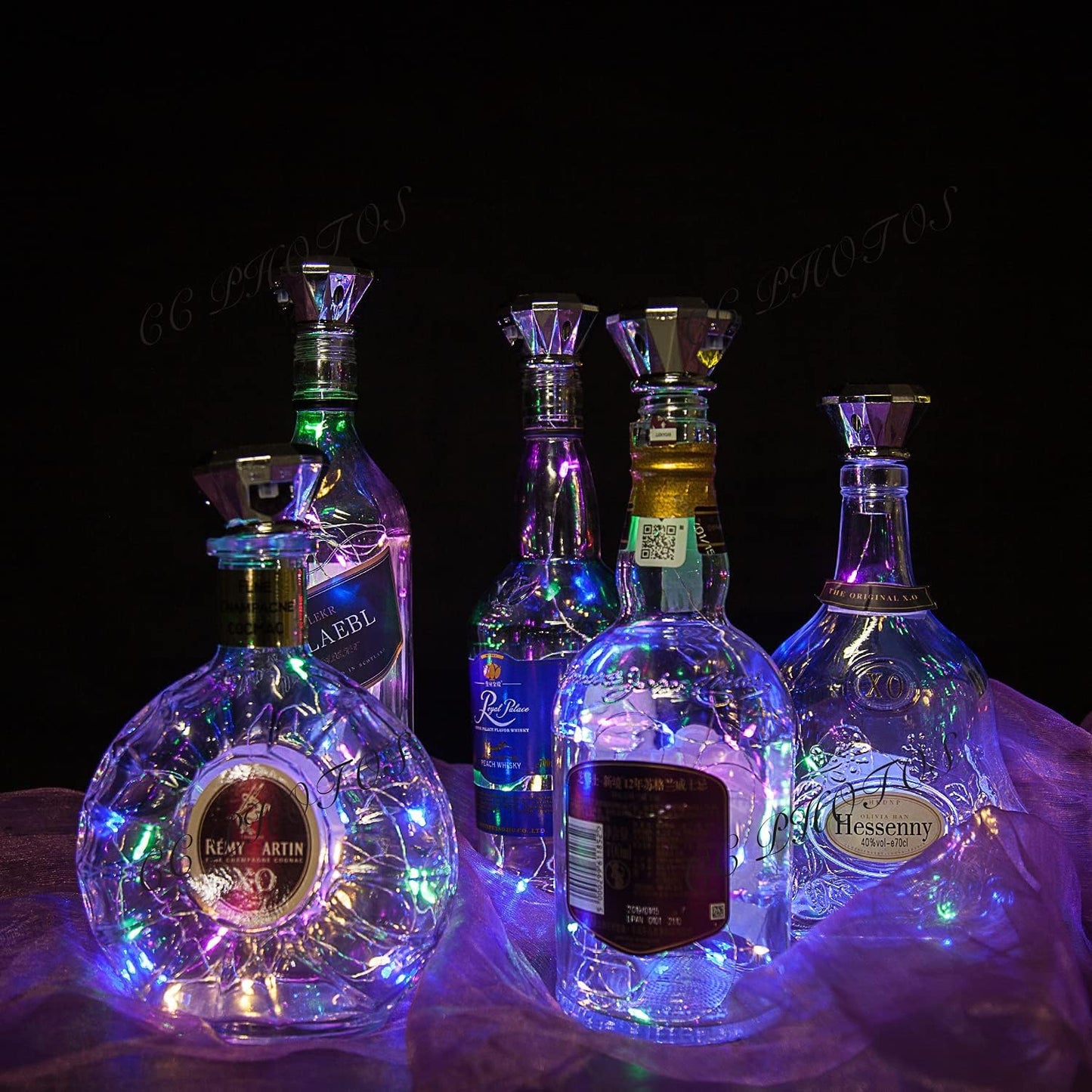 YJFWAL Solar Wine Bottle Lights, 12 Pack, Waterproof Copper, 20 LEDs, MultiColor, Model 24-12P-DSWB-MC