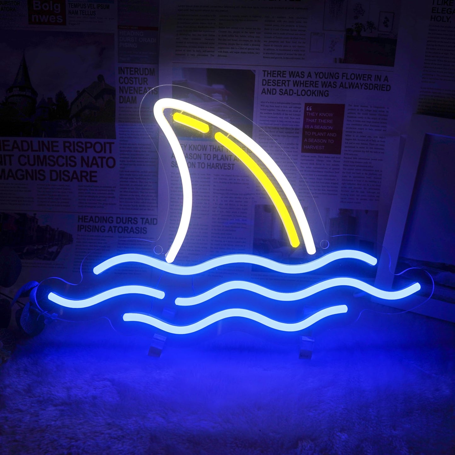 HancraStore Neon Sign, Shark Led Neon Signs for Bedroom Decor, USB Powered OceanTheme Art Neon Night Light Acrylic Light Up Sign
