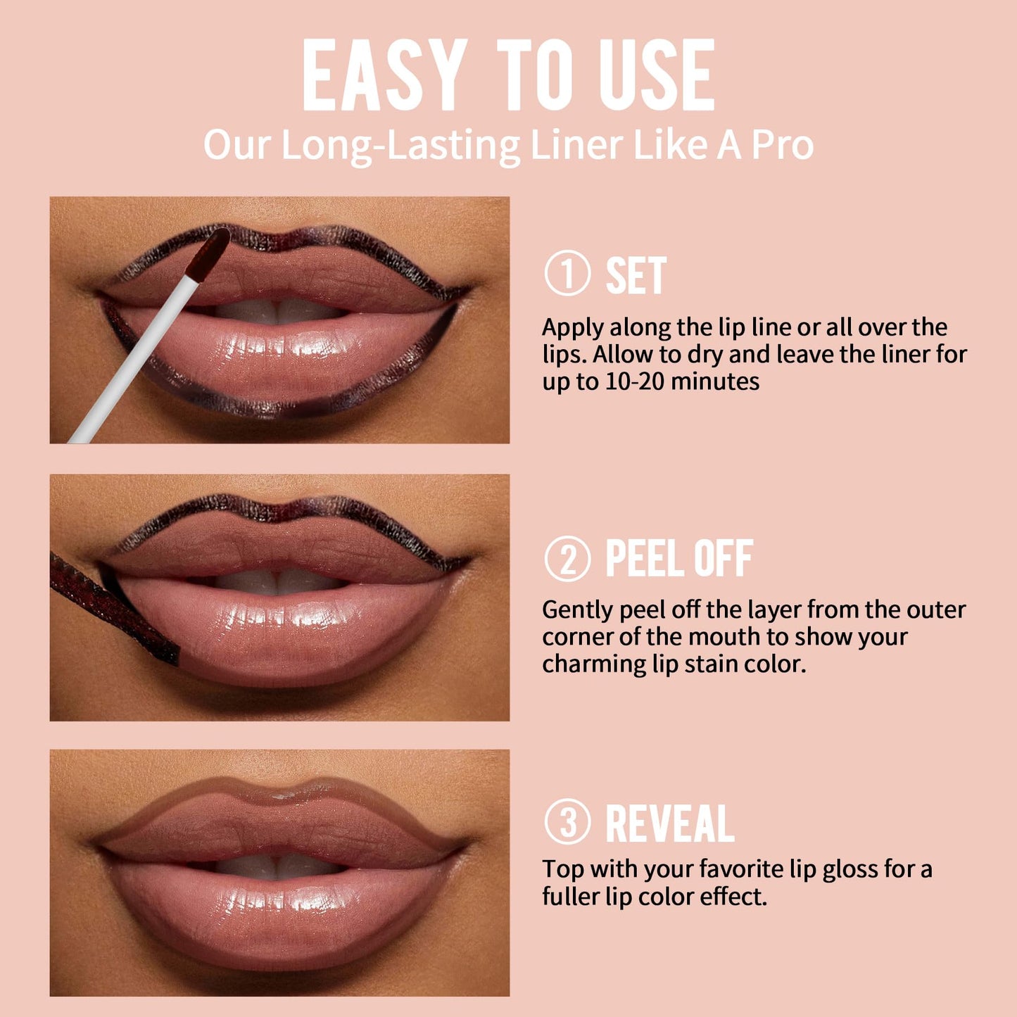 iMethod Lip Stain - Lip Liner Stain Peel Off, Natural Long Lasting, Waterproof Stay On All Day, Transfer-Proof, Highly Pigmented