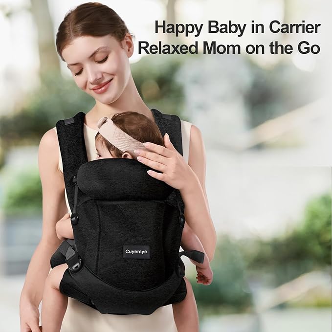 Baby Carrier,Baby Carrier for Newborn to Toddler,Adjustable Crotch Width,Ergonomic Newborn Carrier,Enhanced Lumbar Support,Easy-to-Use (Black)