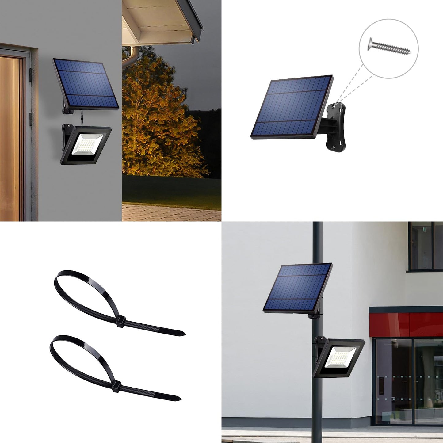Ousam Led Solar Flood Lights Outdoor Waterproof 16FT Cord 6000K LED Security Light White