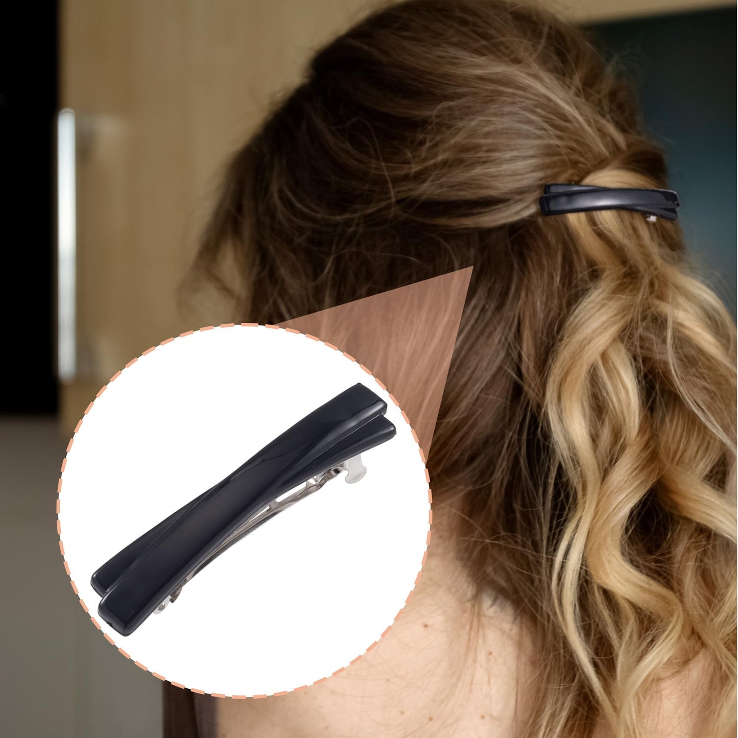 STSTR 8PCS French Barrette Hair Clips for Women, 2 Styles Small Tortoise Shell Hair Clip, Curved Glossy Thin Hair Flat Hair Acce