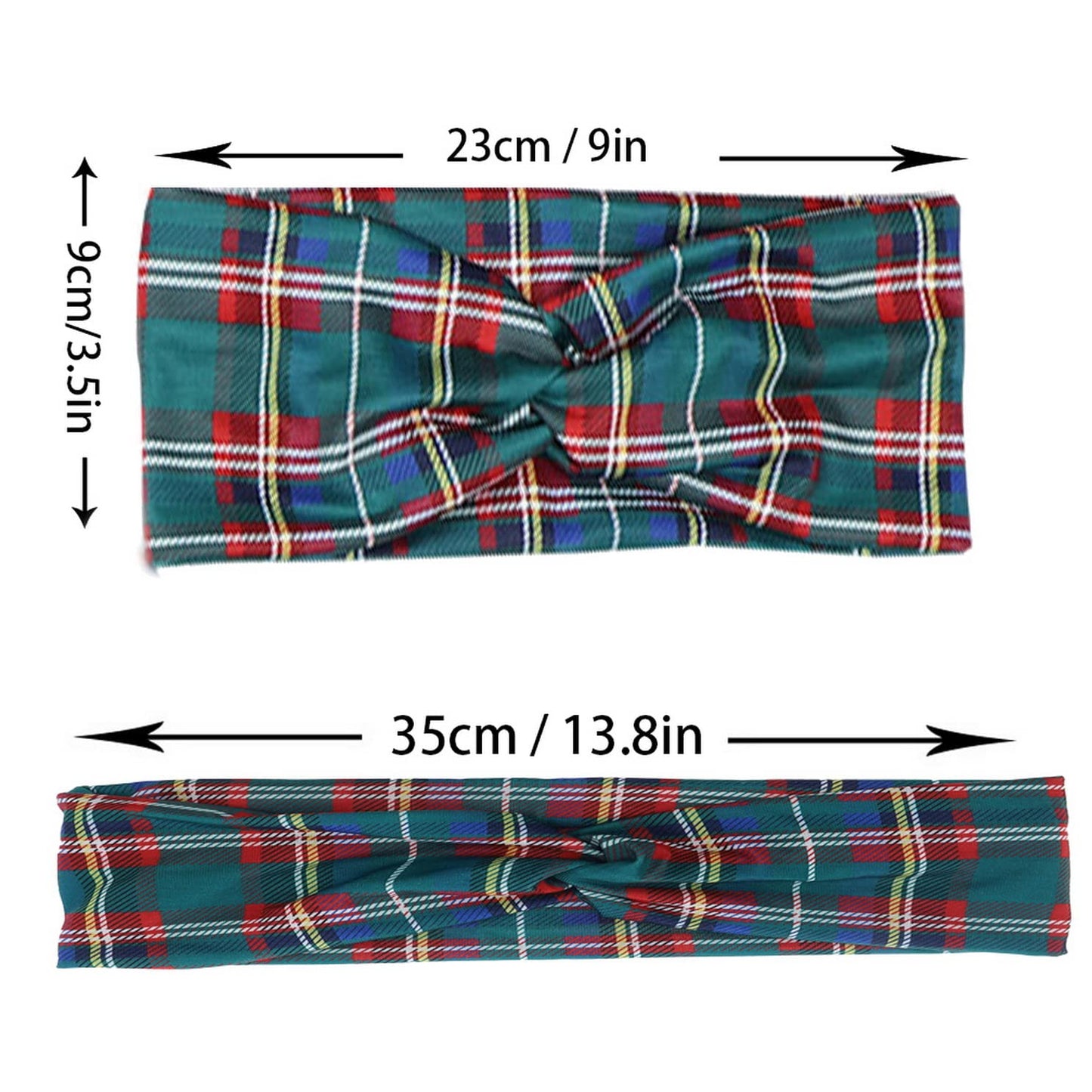 Woration Headbands for Women, Plaid Hairband Girls Hand Band Sports Yoga Headscarves Twisted Knotted Headwrap Elastic Headwear D