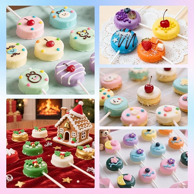 Cake Pop Molds with 1.5 Inch Tray, 3D Printed Round Cake Pop Cutter and Pusher, Circle Biscuit Maker Mold Set, Dual-Cavity Cake Pop Tray, Baking Molds Kit for Parties, Wedding,Home Desserts Making