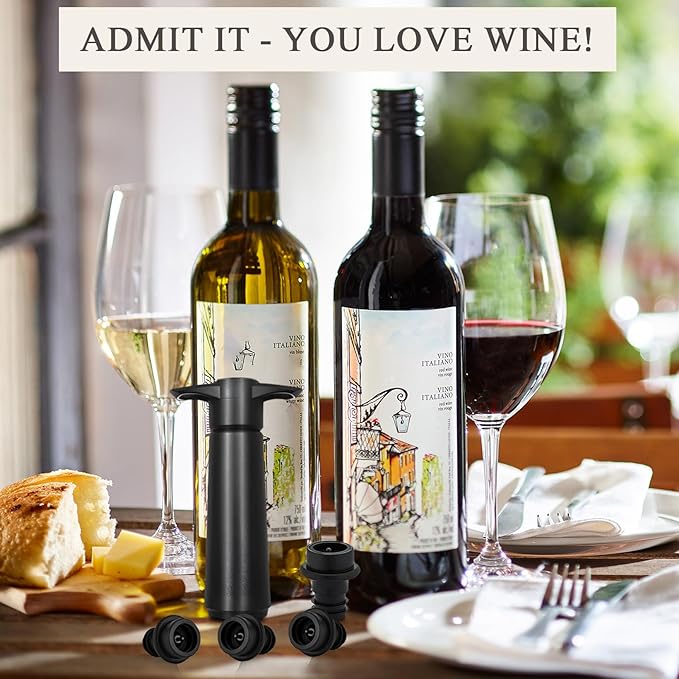 8 PCS Wine Vacuum Stoppers, Keep Wine Fresh for up to 7 Days - 8 Vacuum Stoppers, Wine Pump and Wine Vacuum Stopper, Reusable for Wine Saver, Wine Stoppers for Wine Bottles(Not Include Pump)