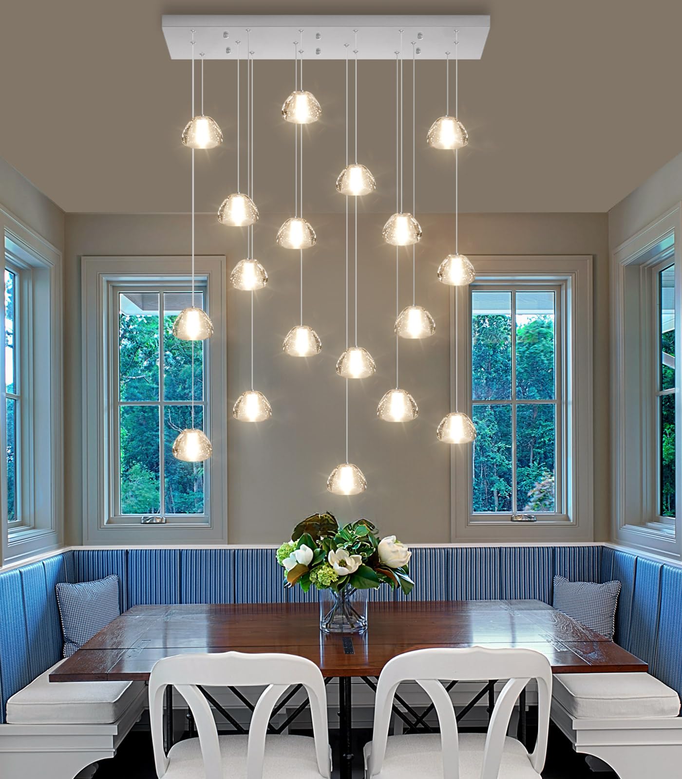 Rectangular Crystal Chandeliers For Living Room Dining Room Light Led Pendant Lights Fixtures Lighting Chandelier For Foyer Entrance Silver