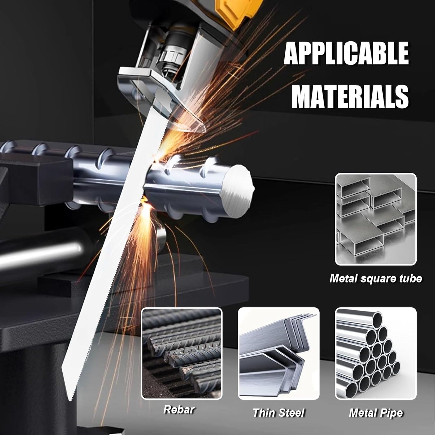 5 Pack 9 inch Reciprocating Saw Blades Set,14 TPI High Carbon Saw Blades, Metal Saw Blades with Organizer Case (5, 14TPI/225mm)