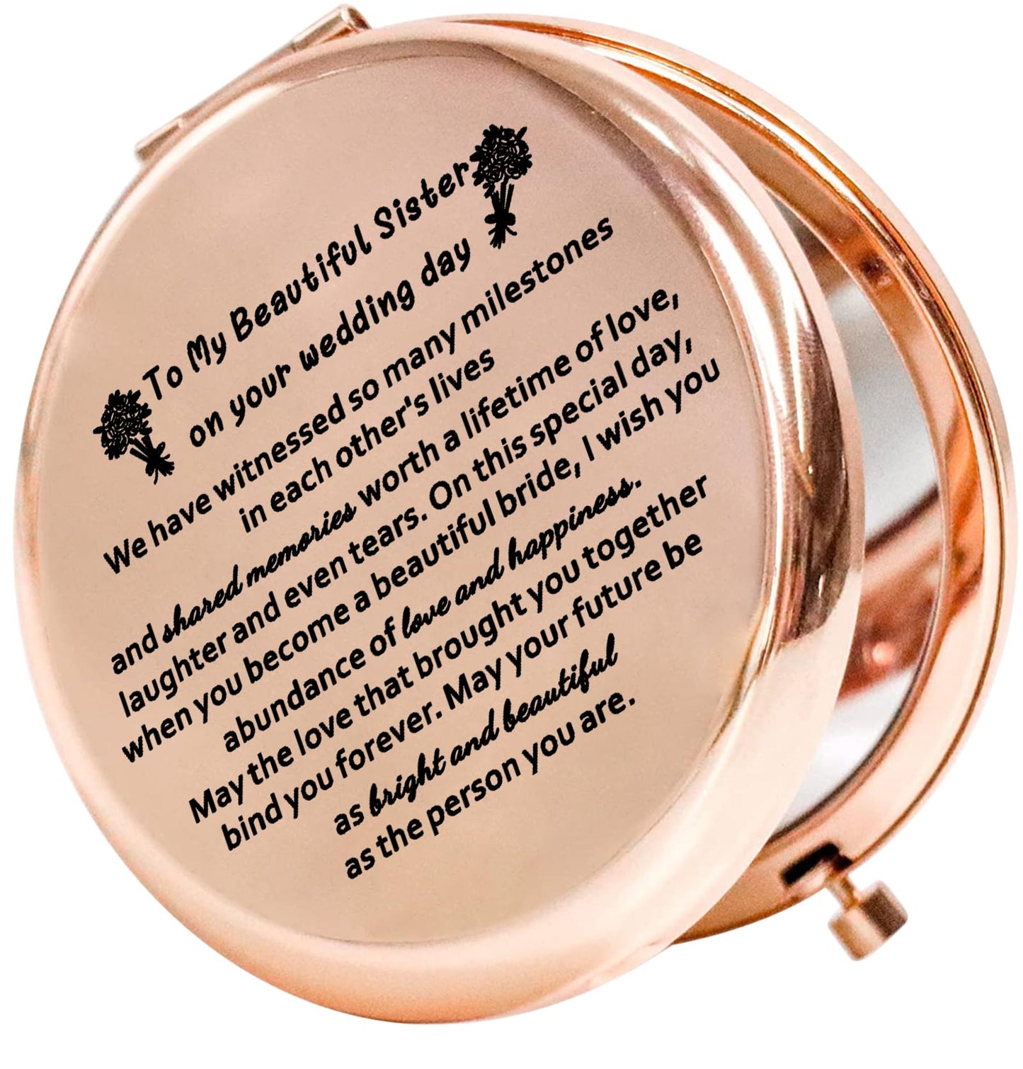 WSNANG Sister's Wedding Makeup Mirror - Bridal Shower Gift With Light, Magnification & Storage