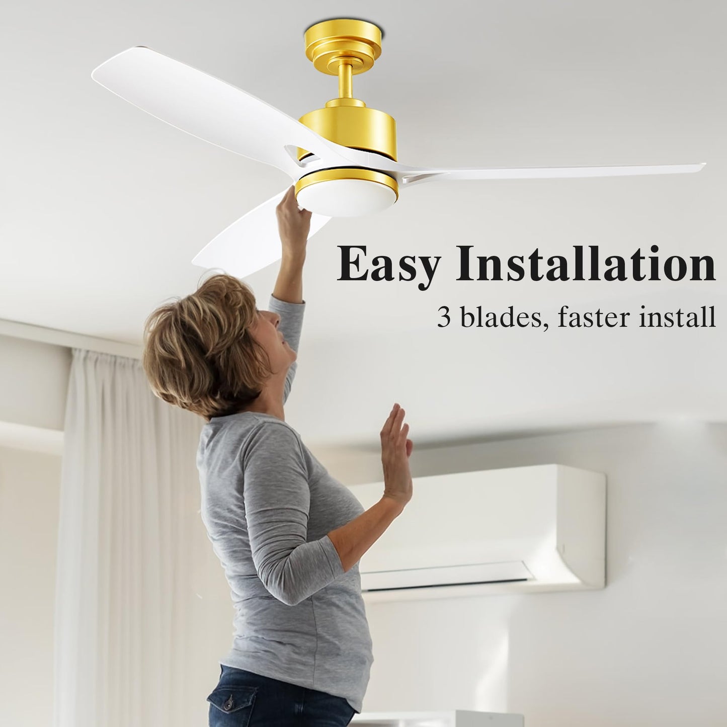 DIAMONDFORGE 52 Inch Ceiling Fan with Lights, Remote Control, Acrylic, White Gold, Model FFL52WGWY1