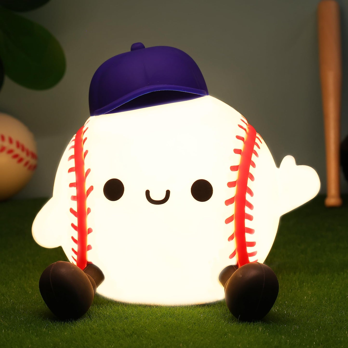 Okiyid Baseball Night Light Dimmable Silicone Touch Lamp With Usb Rechargeable Soft Glow Bedside Lamp For Boys Bedroom Decor Baseball Gifts For Boys Sport Fans Birthday Xmas