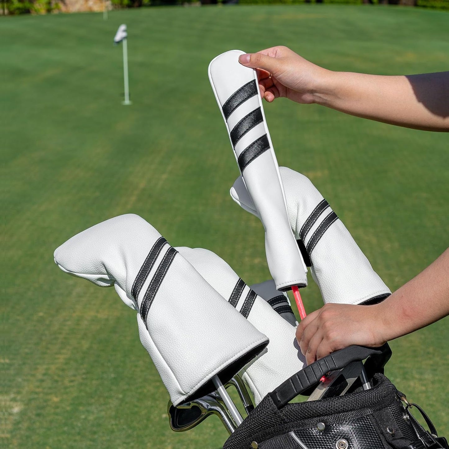 Golf Club Head Covers - 4pcs or 1pc Golf Accessories Club Covers Set for Woods and Driver Fairway Hybrids with Interchangeable Tags