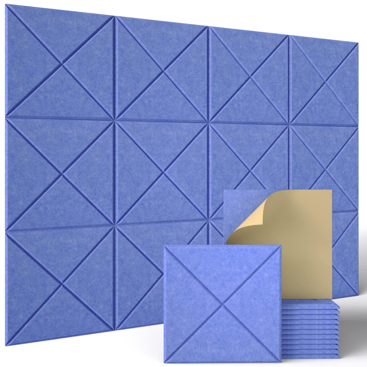 Sonicism 12 Pack X-Lined Acoustic Panels with Self-Adhesive, 12 X 12 X 0.4 Sound Proof Foam Panels, Decorative Soundproof Wall P