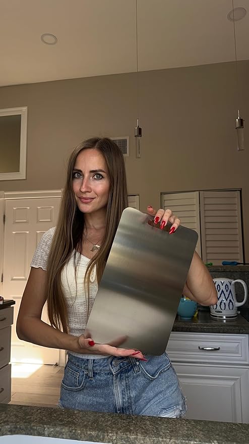 Titan Carve Titanium Cutting Board | Double-Sided Metal Titan Carve Cutting Board for Kitchen Chopping Board Dishwasher Safe, Rustproof & Durable for Meat & Vegetables | 13.4 x 9 Inches