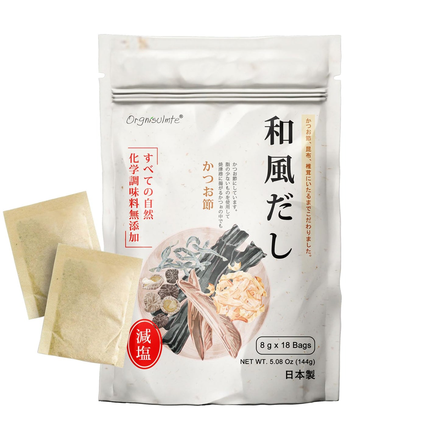 Orgnisulmte Dashi Stock (Dashi Packet Dashi Broth) Umami dashi Soup Stock All Natural Ingredients No MSG Additives Free 100% Made in Japan 8g x 18 Packs 5.08 Oz