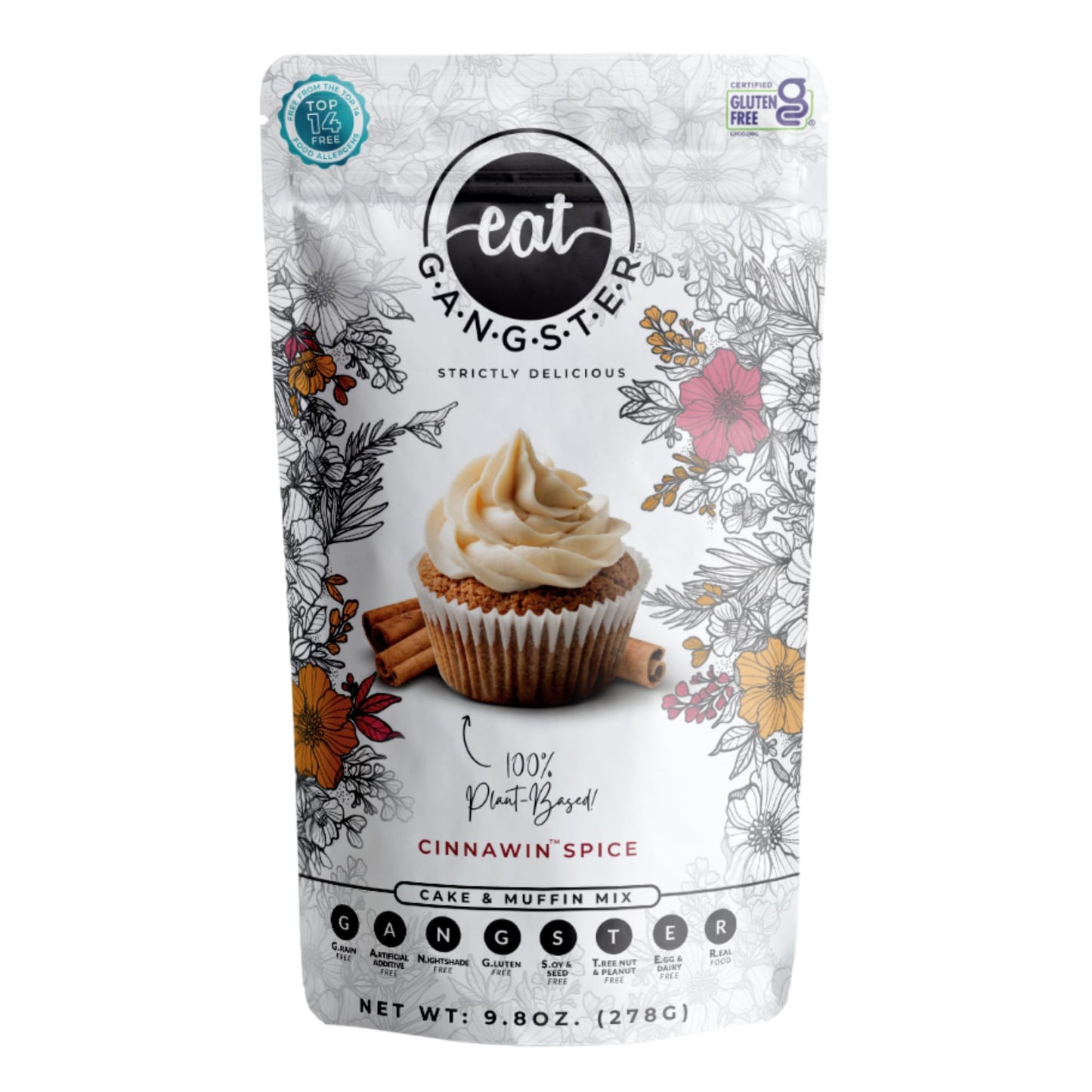eat G.A.N.G.S.T.E.R. Cinnawin Spice Cake & Muffin Mix Allergy-Friendly Baking Mix Grain-Free No Dairy Nuts Gluten Dairy For Paleo & AIP Diets Delicious Cakes Muffins and Cupcakes