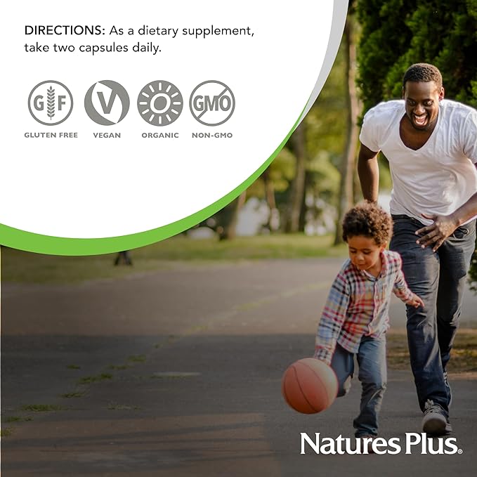 Natures Plus Source of Life Garden Certified Organic Vitamin D3 - Cholecalciferol 5000 iu, 60 Vegan Capsules - Whole Food Plant-Based Supplement - Vegetarian, Gluten-Free - 30 Servings
