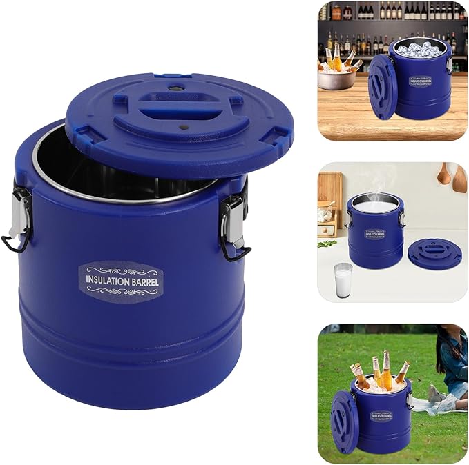 Eapmic 15.85Qt Insulated Food Container, Stainless Steel Container, 15L Commercial Soup Carrier 6 Hours Heat Preservation for Hot and Cold Food Storage Restaurant Canteen Home Lunch Use (Blue, 15L)