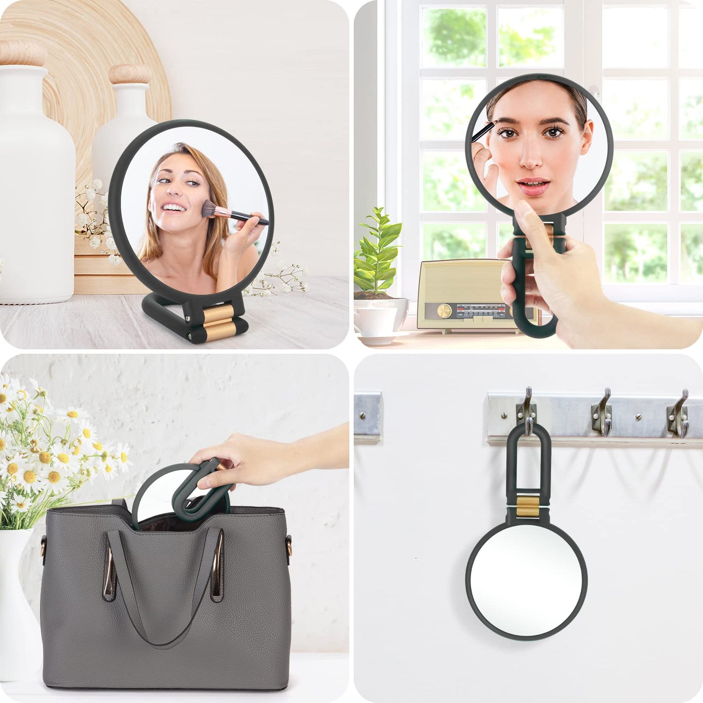 Martvex 1x 20x Magnifying Travel Mirror, Hand Mirror with Handle - Double Side Hand Held Mirror with 1x 20x Magnification & Fold